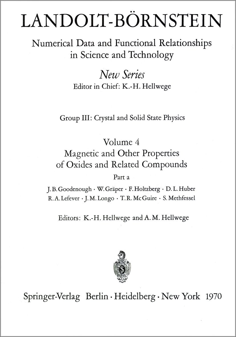 Landolt-Börnstein: Numerical Data and Functional Relationships in Science and Technology - New Series