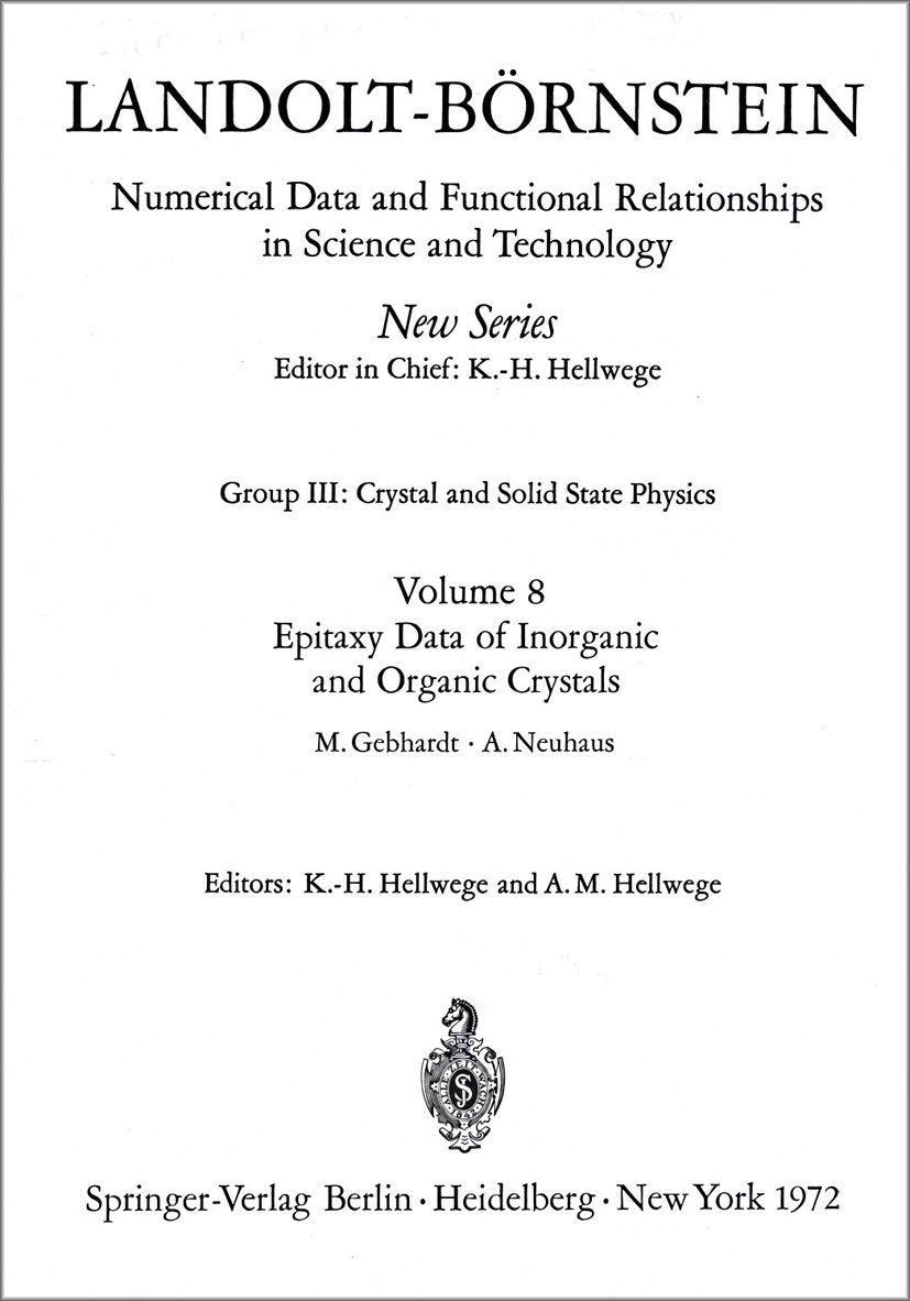 Landolt-Börnstein: Numerical Data and Functional Relationships in Science and Technology - New Series