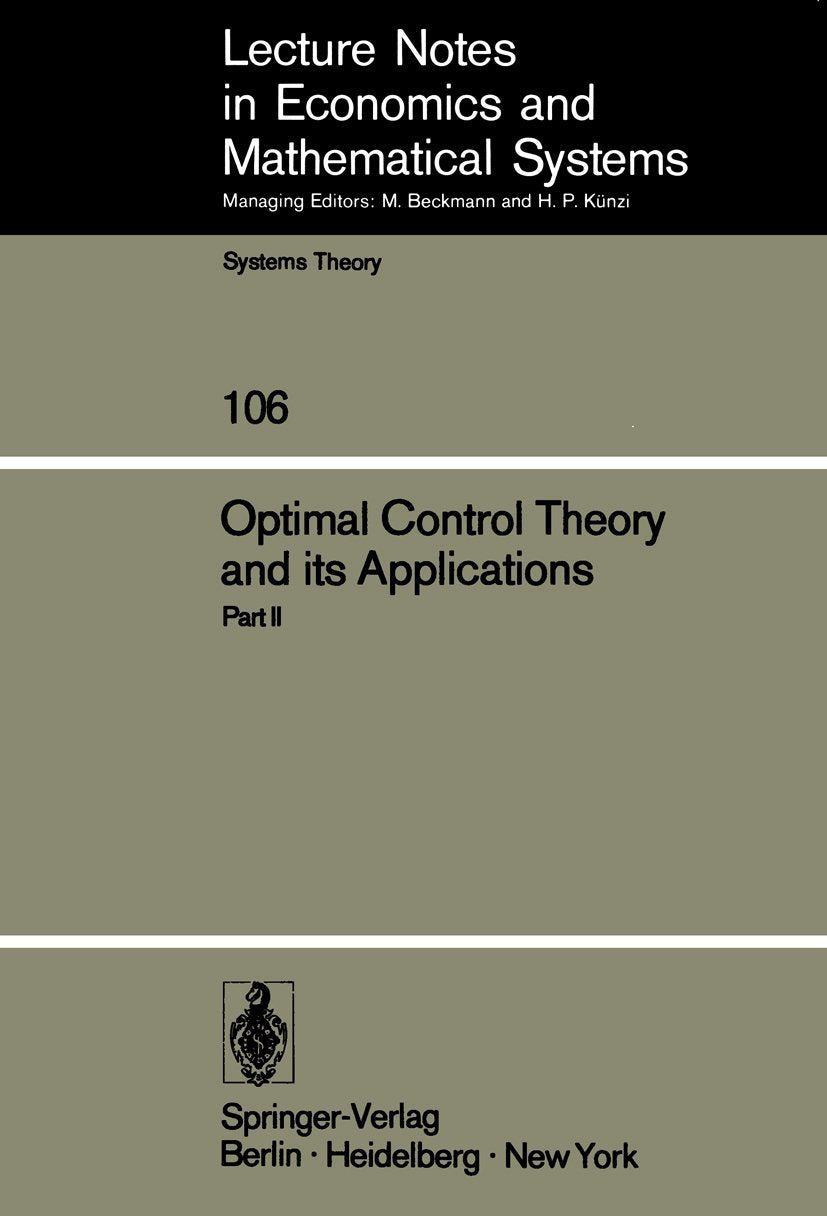 Lecture Notes in Economics and Mathematical Systems
