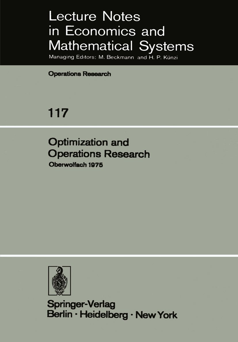 Lecture Notes in Economics and Mathematical Systems