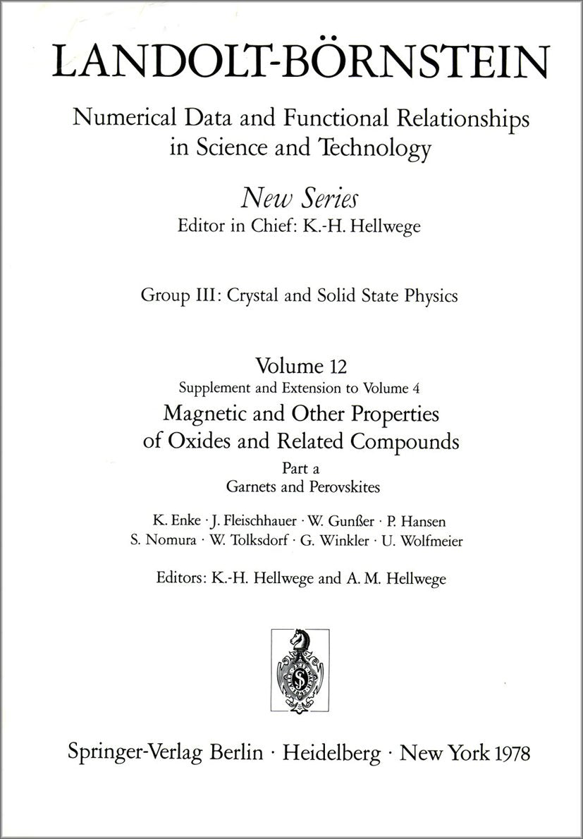 Landolt-Börnstein: Numerical Data and Functional Relationships in Science and Technology - New Series