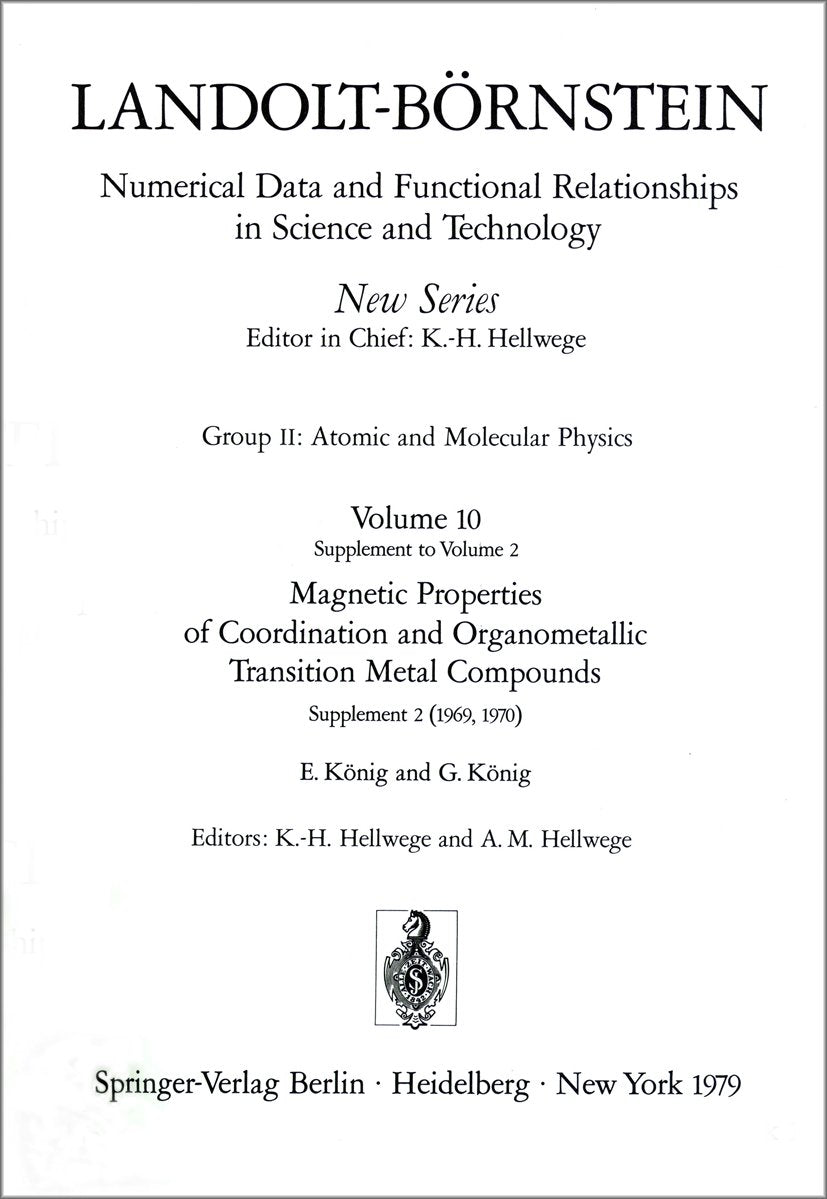 Landolt-Börnstein: Numerical Data and Functional Relationships in Science and Technology - New Series
