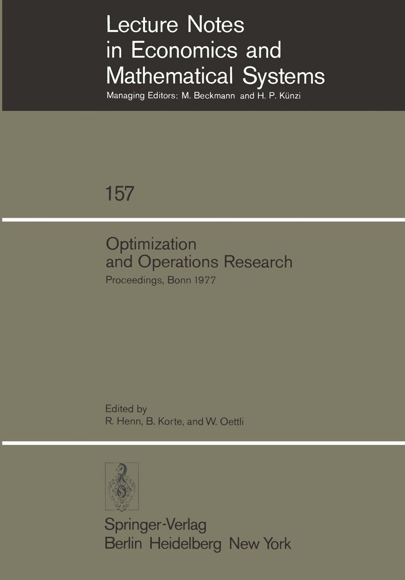 Lecture Notes in Economics and Mathematical Systems