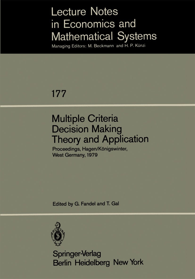 Lecture Notes in Economics and Mathematical Systems