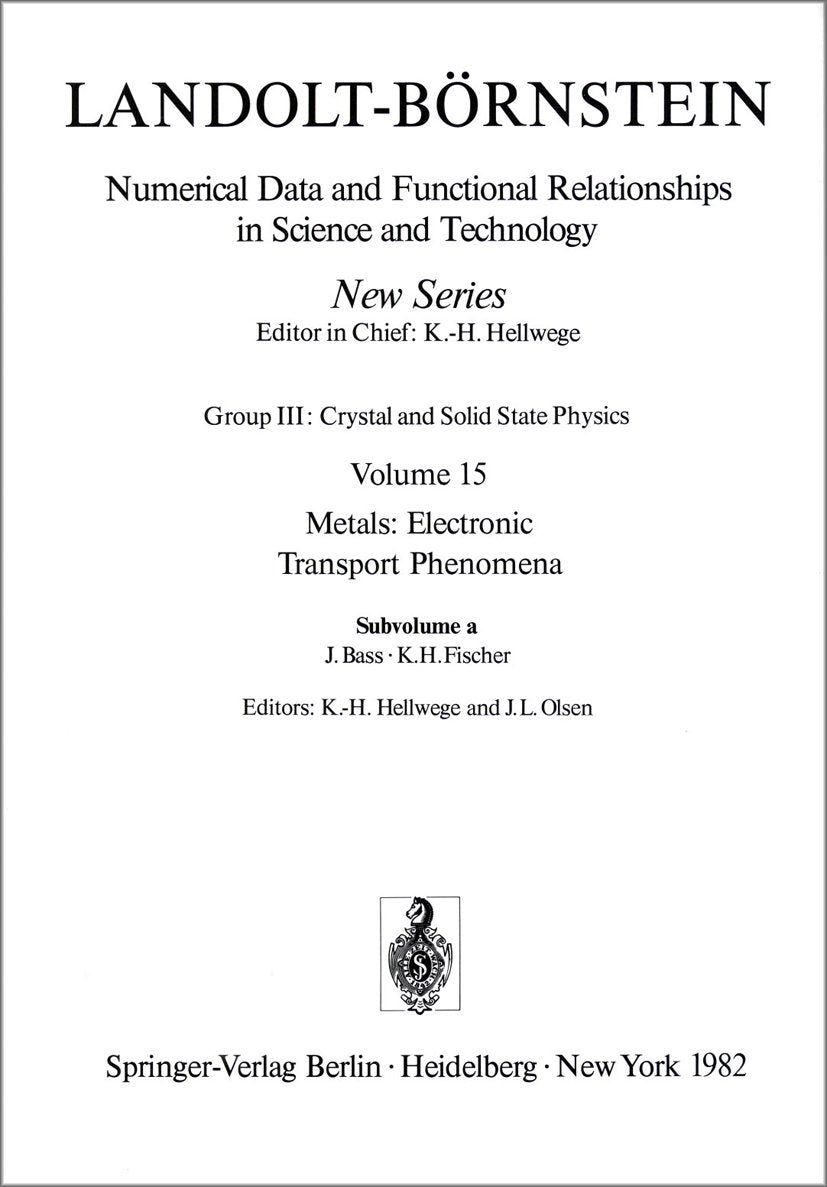Landolt-Börnstein: Numerical Data and Functional Relationships in Science and Technology - New Series