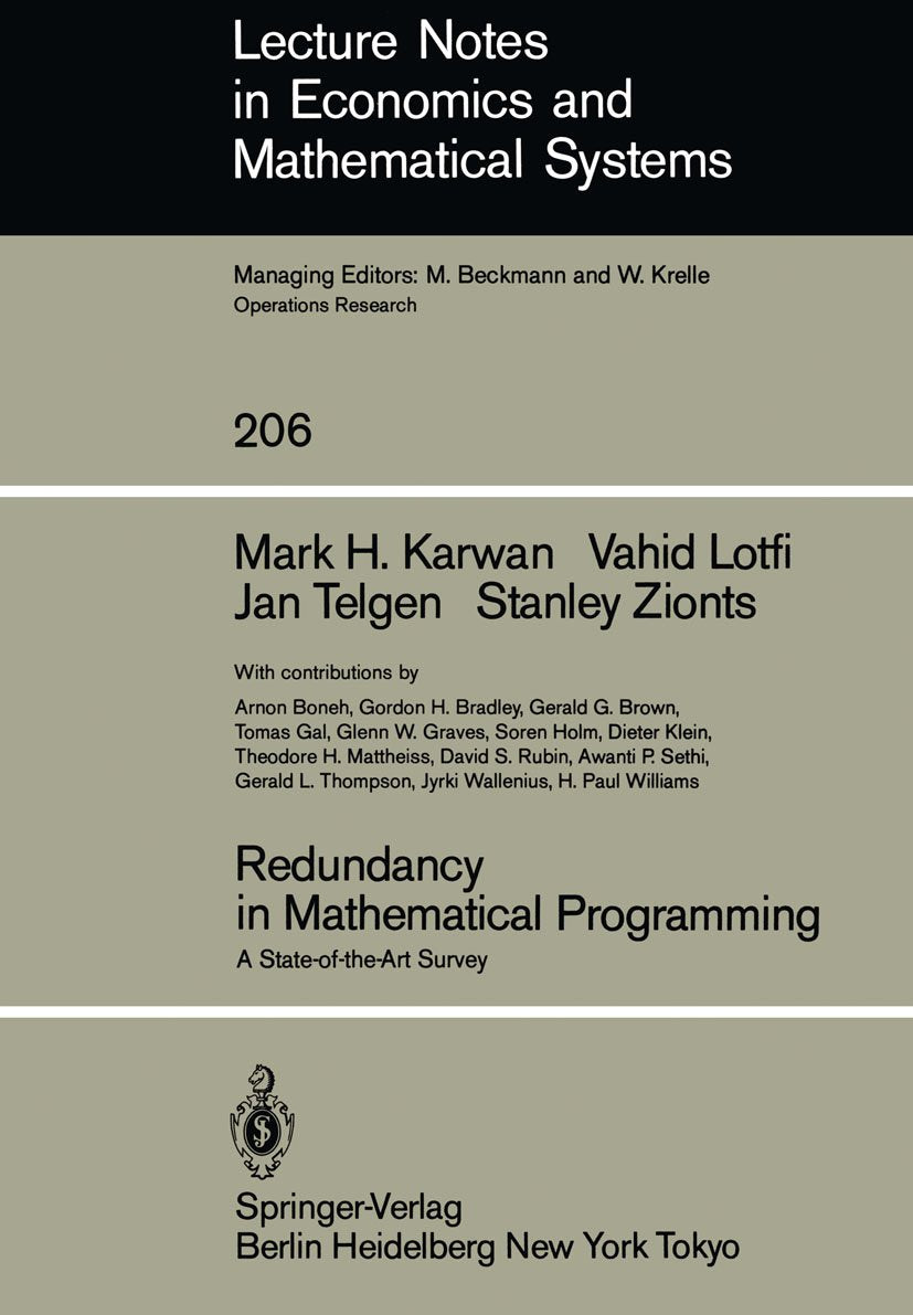 Lecture Notes in Economics and Mathematical Systems