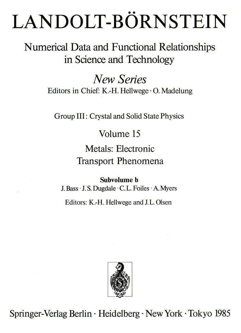 Landolt-Börnstein: Numerical Data and Functional Relationships in Science and Technology - New Series