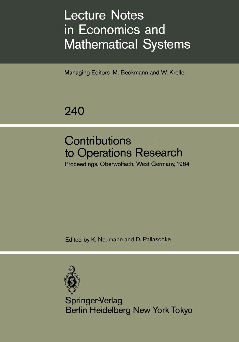 Lecture Notes in Economics and Mathematical Systems