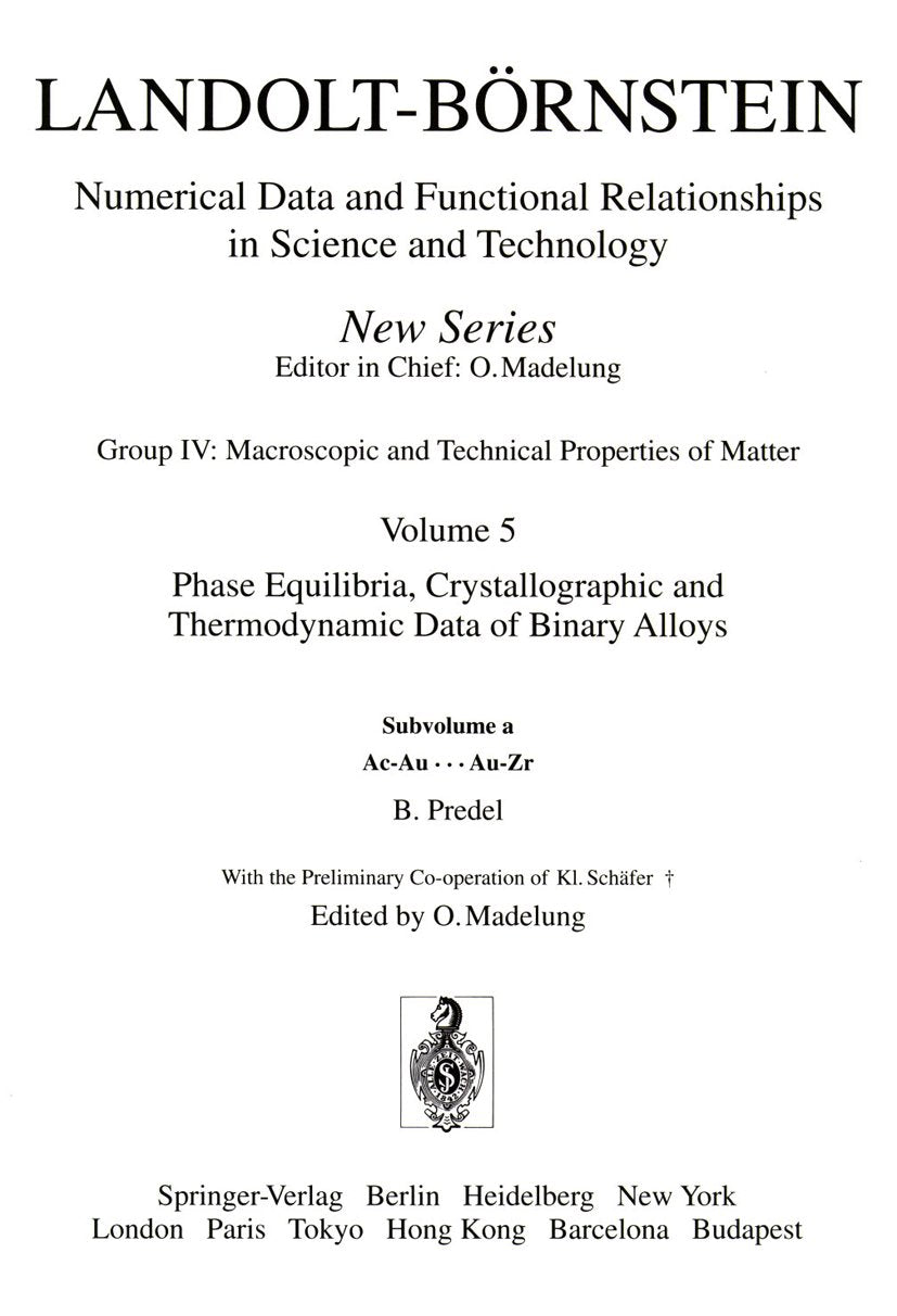Landolt-Börnstein: Numerical Data and Functional Relationships in Science and Technology - New Series