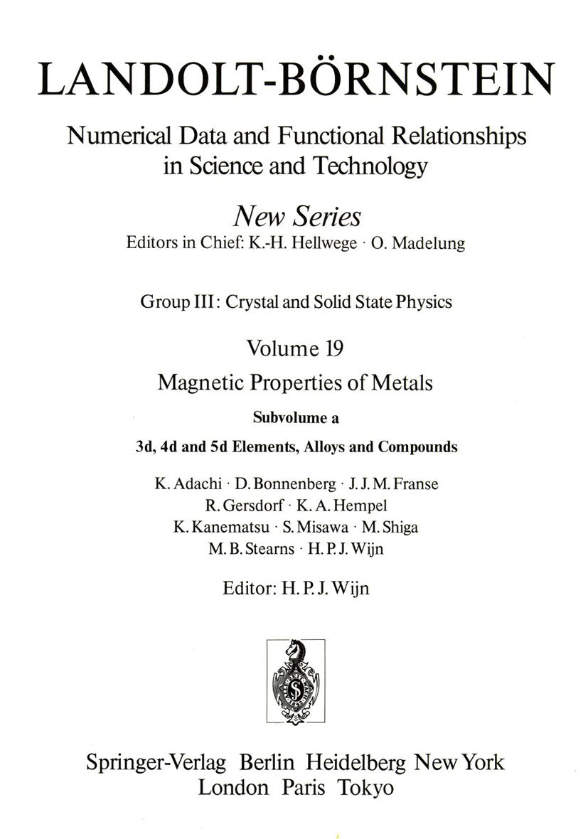Landolt-Börnstein: Numerical Data and Functional Relationships in Science and Technology - New Series