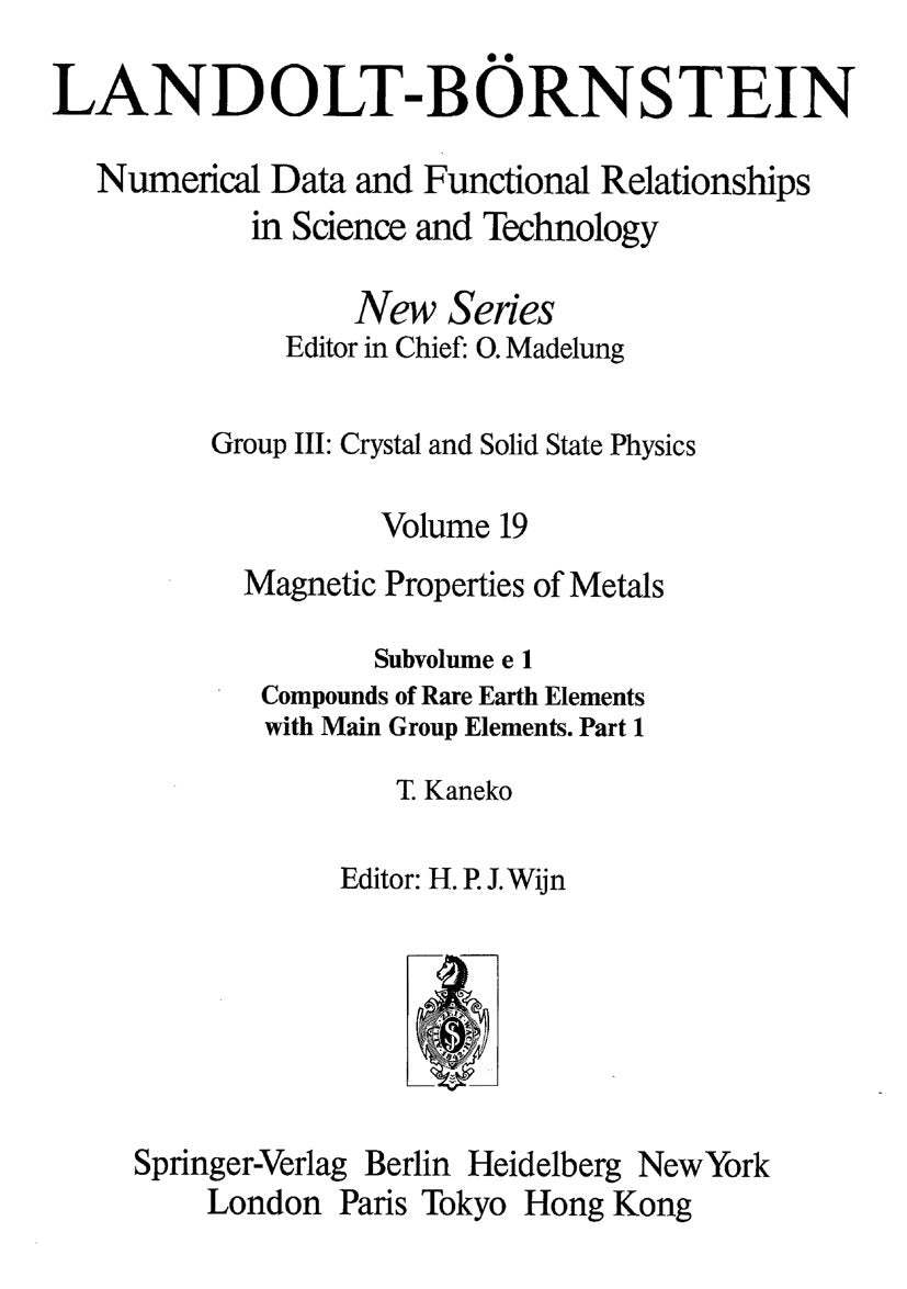 Landolt-Börnstein: Numerical Data and Functional Relationships in Science and Technology - New Series