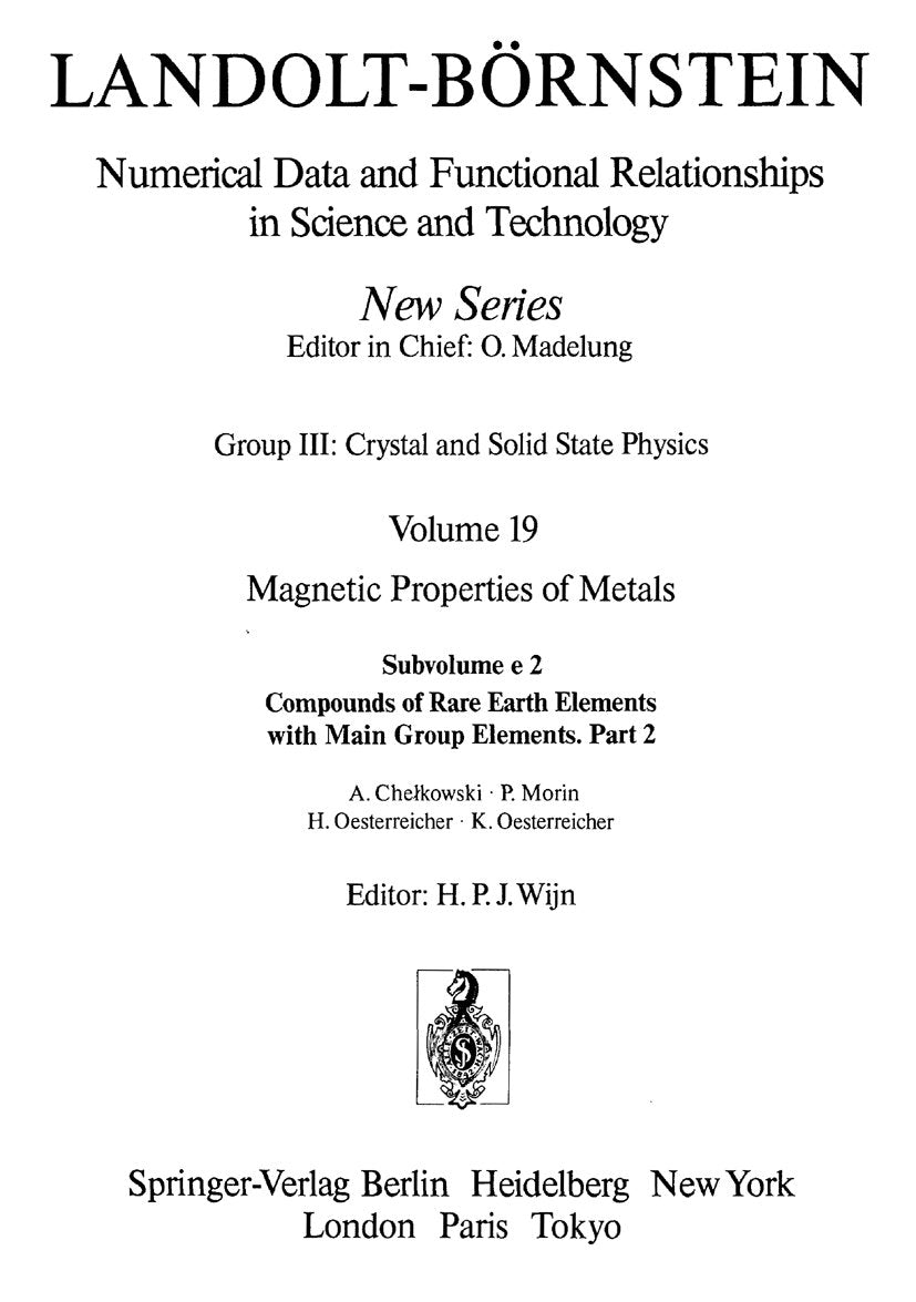 Landolt-Börnstein: Numerical Data and Functional Relationships in Science and Technology - New Series