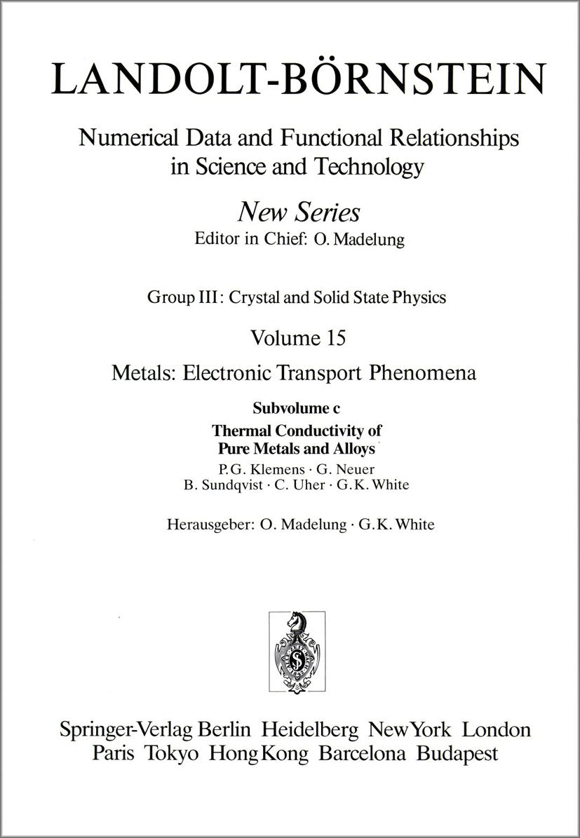 Landolt-Börnstein: Numerical Data and Functional Relationships in Science and Technology - New Series