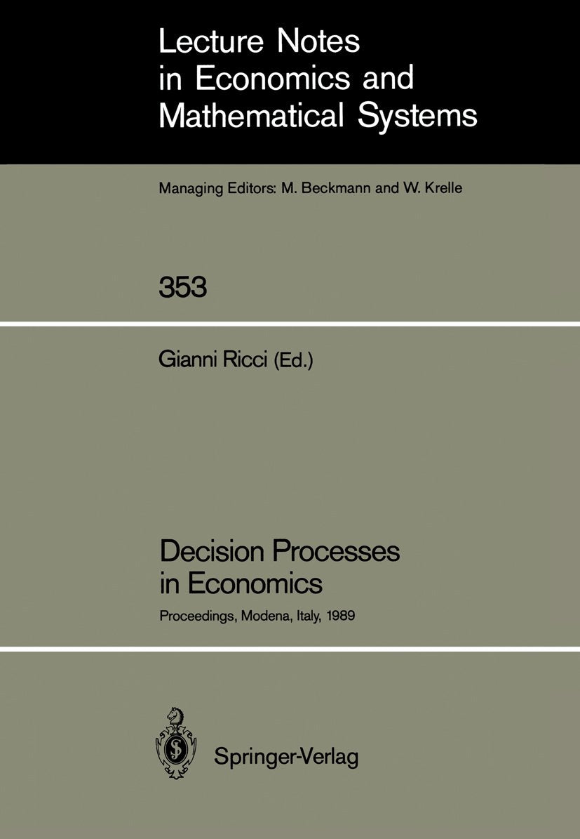 Lecture Notes in Economics and Mathematical Systems