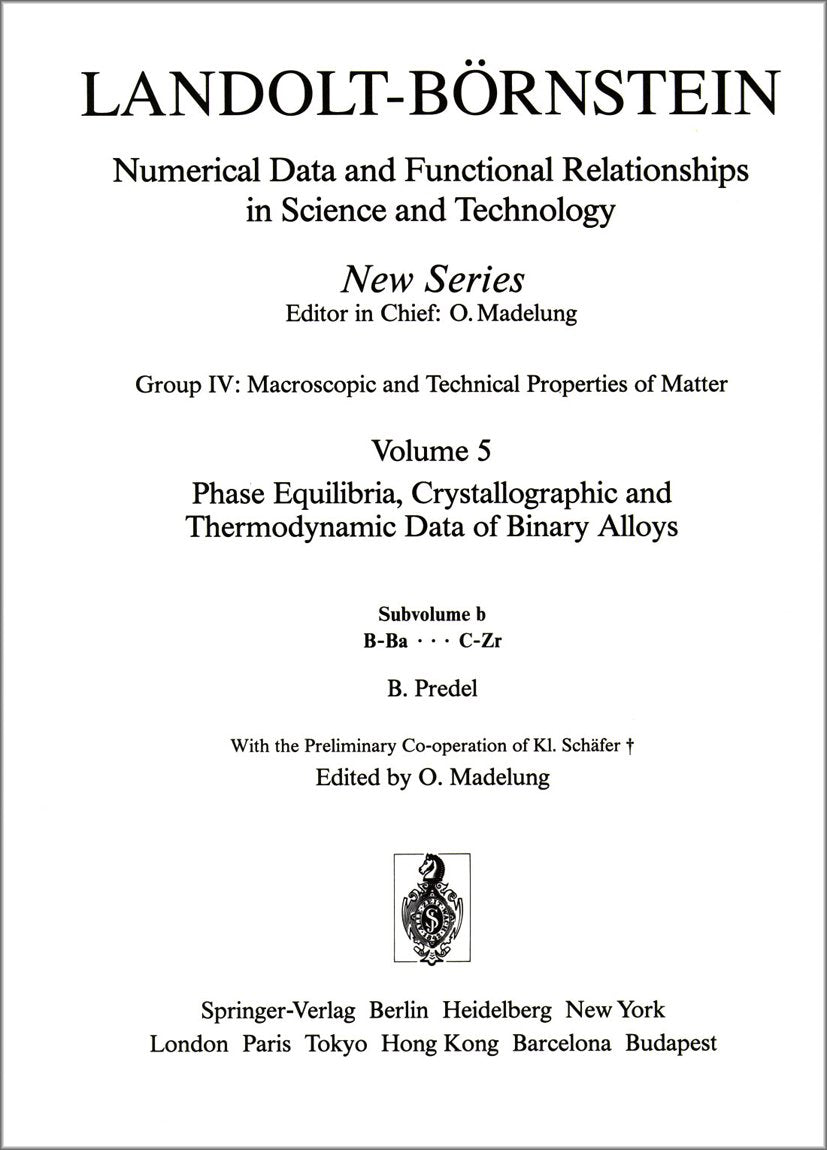 Landolt-Börnstein: Numerical Data and Functional Relationships in Science and Technology - New Series