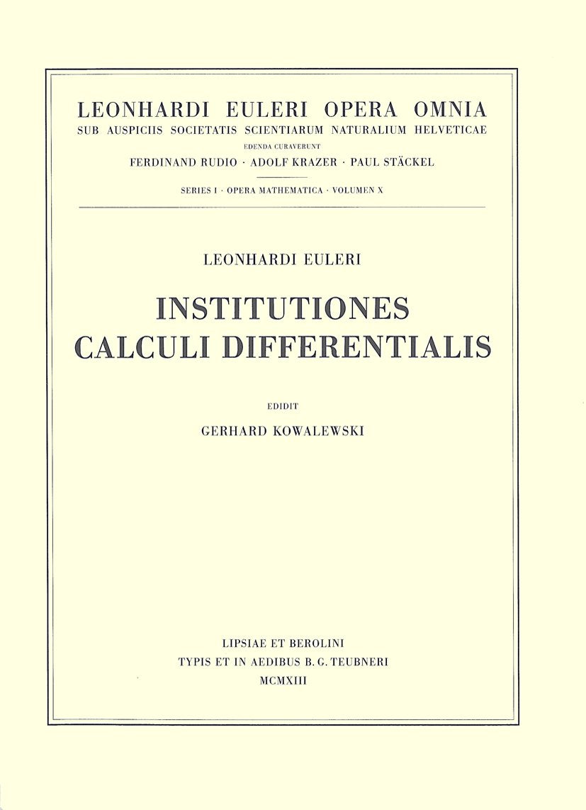 Institutiones calculi differentialis