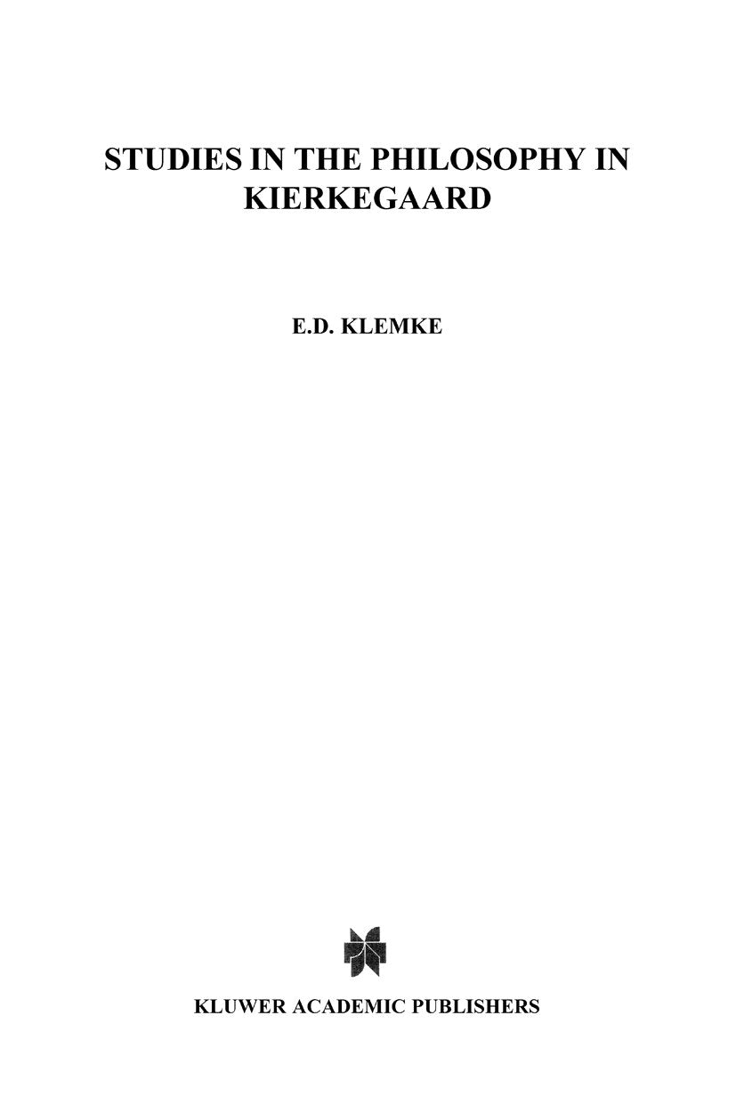 Studies in the Philosophy of Kierkegaard