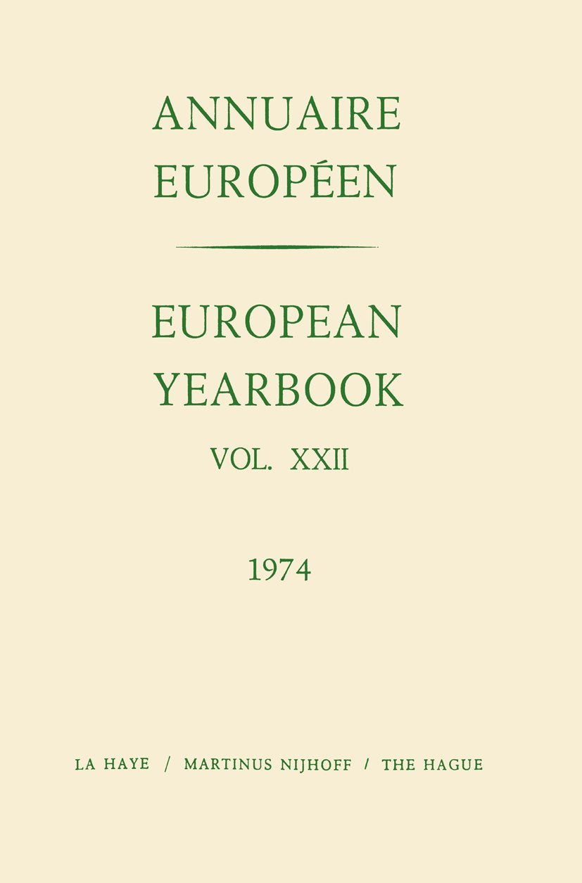 Annuaire Europeen / European Yearbook