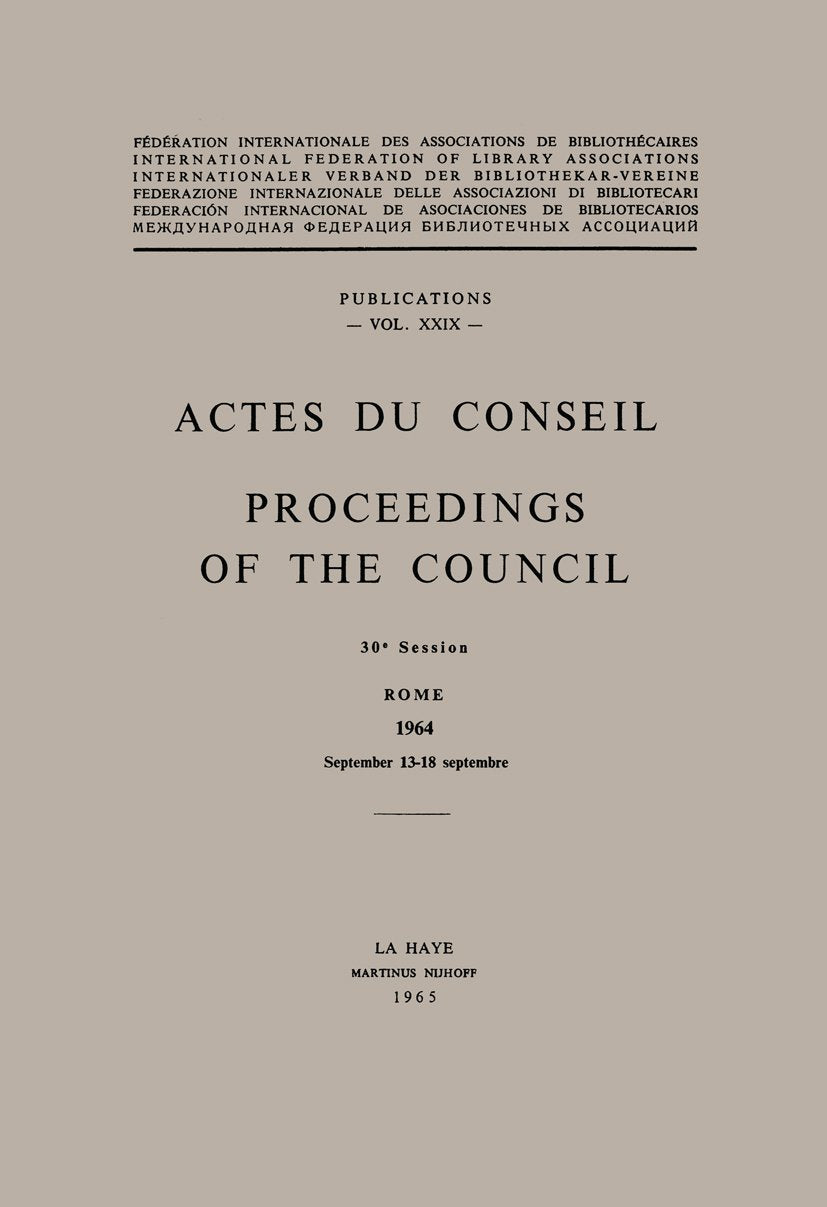 Actes Du Conseil Proceedings of the Council