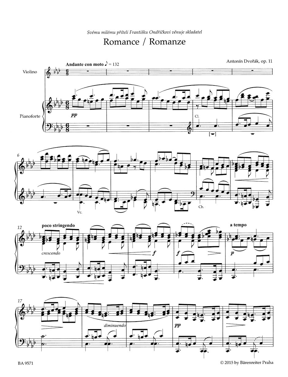 Romance in F min op. 11 for Violin and Piano