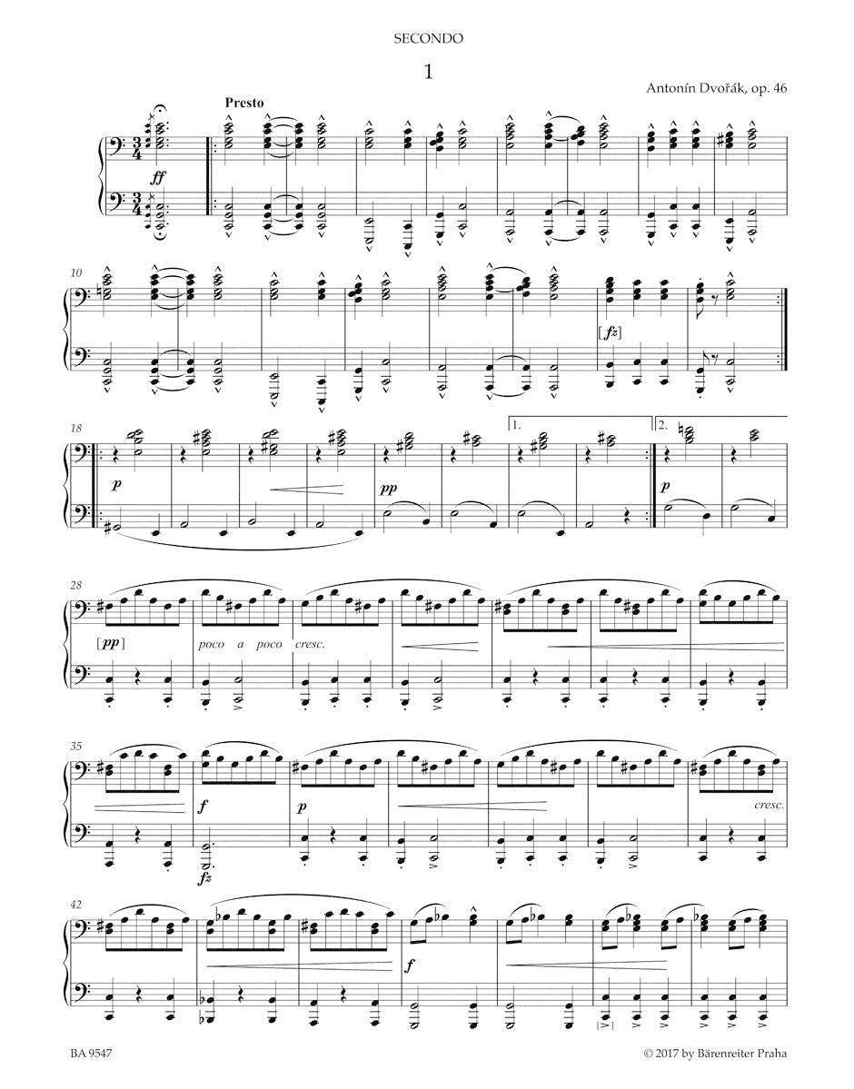 Slavonic Danses for Piano duet
1st series op. 46