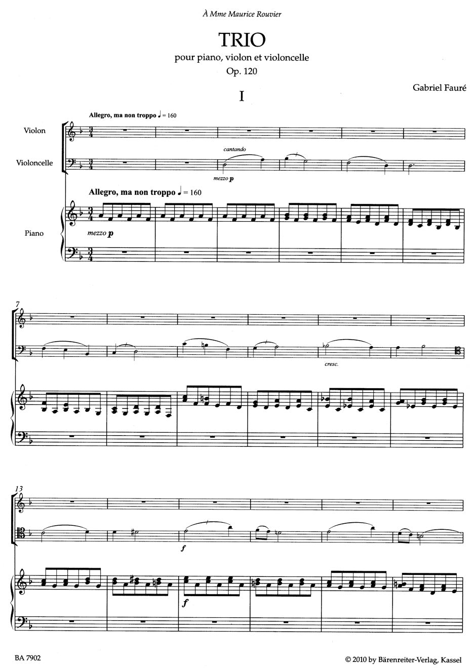 Trio pour Violon, Violoncelle et Piano op. 120