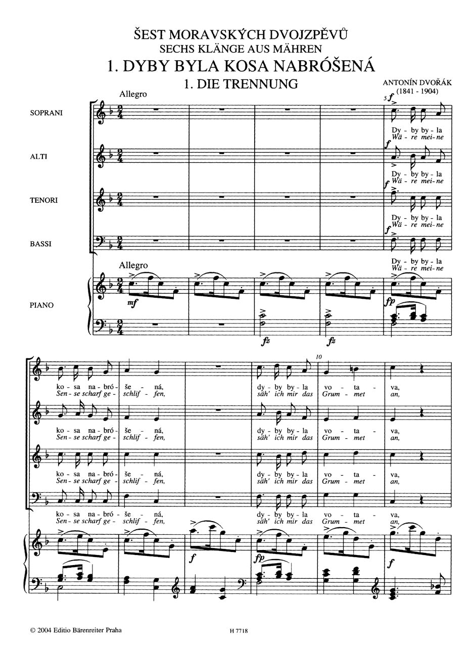 Six Moravian Duets for mixed Choir (SATB)
