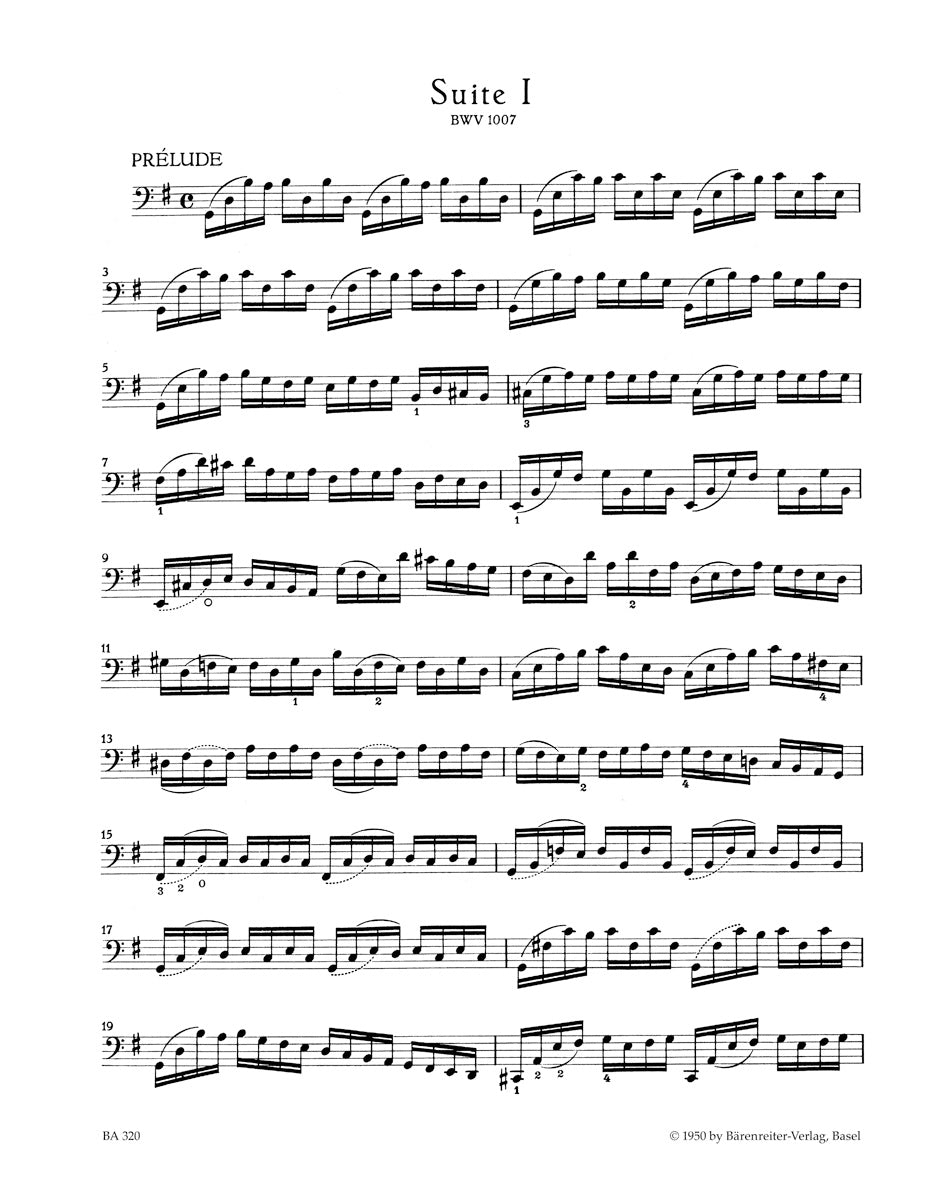 Six Suites for Violoncello solo 
BWV 1007-1012. Ed. A. Wenzinger