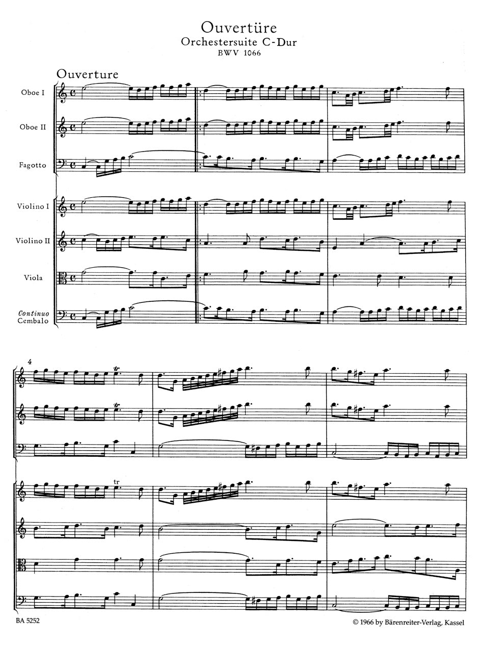 Orchestral Suite in C maj BWV 1066