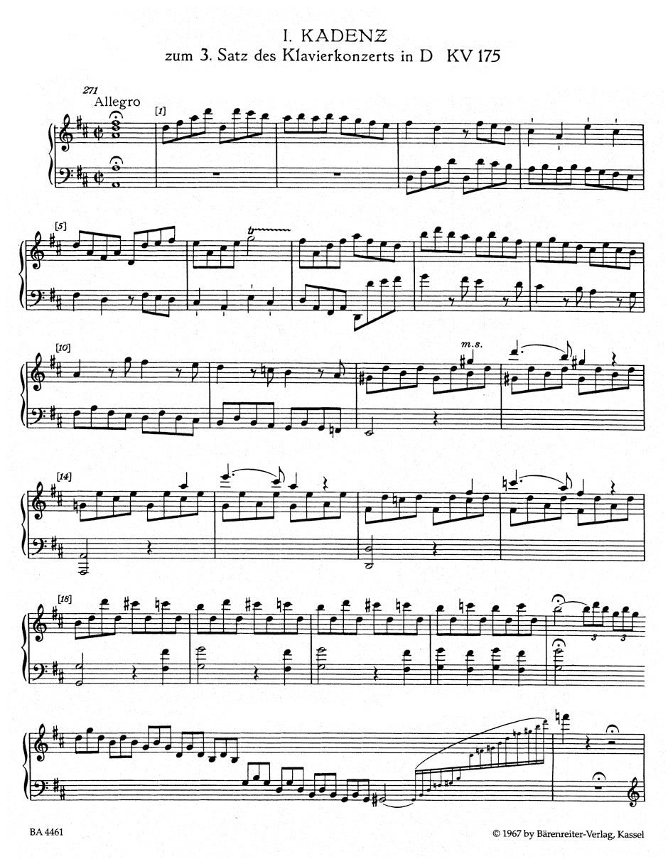 Cadenzas and Lead-Ins to W. A. Mozart's Piano Concertos