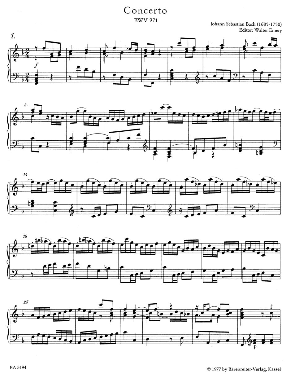 Italian Concerto BWV 971