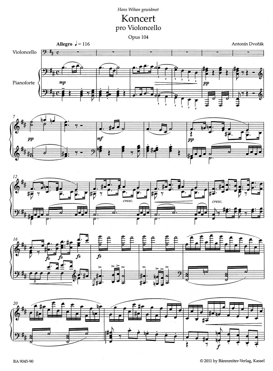 Concerto in B min for Cello  and Orchestra op. 104