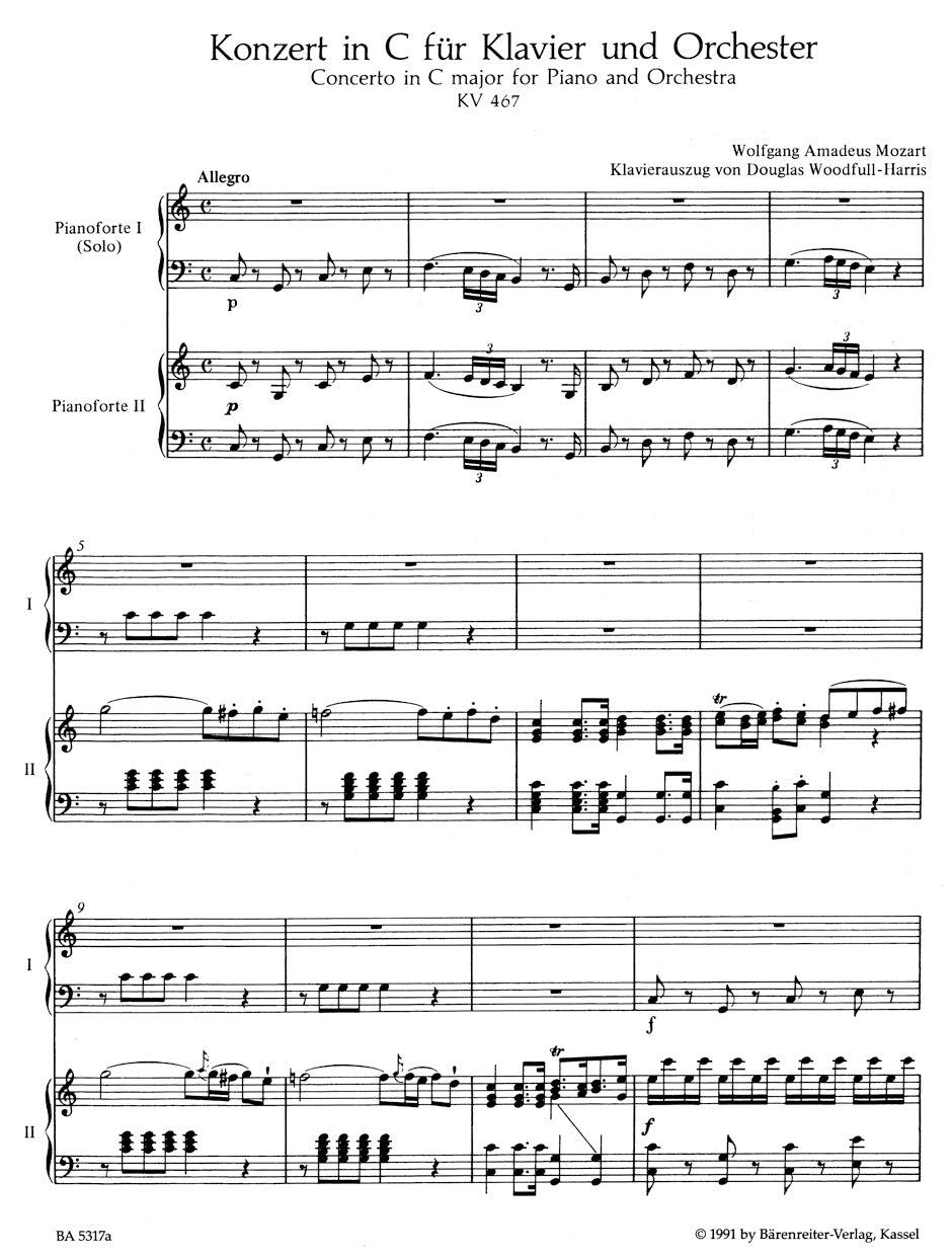 Piano Concerto No. 21 in C maj K. 467