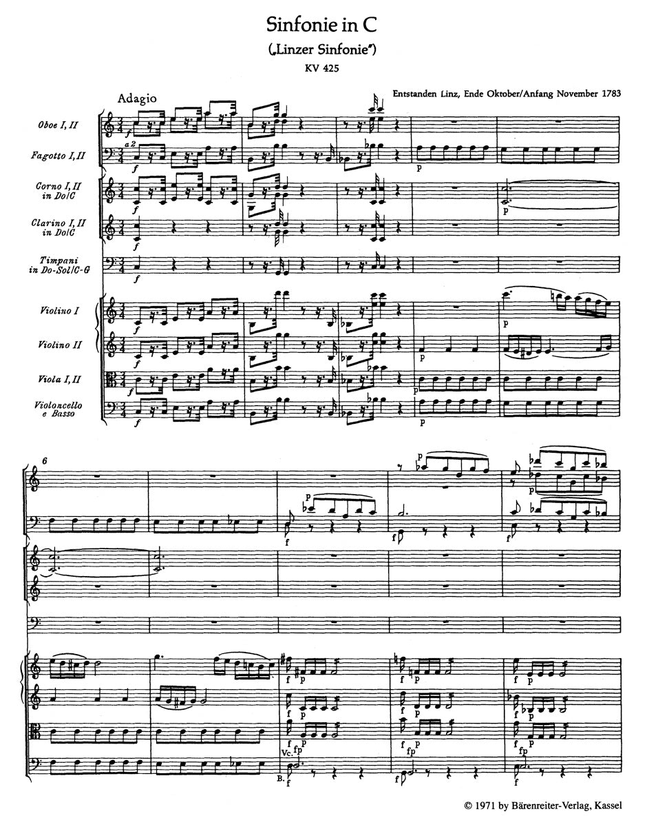 Symphony No. 36 in C maj K. 425 "Linz"