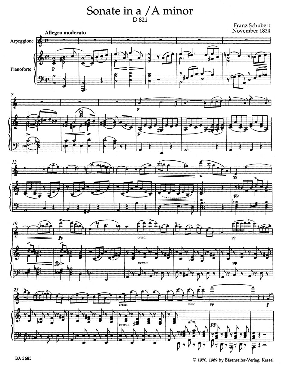 Sonata in A min D 821 "Arpeggione"
Version for Violoncello & Piano