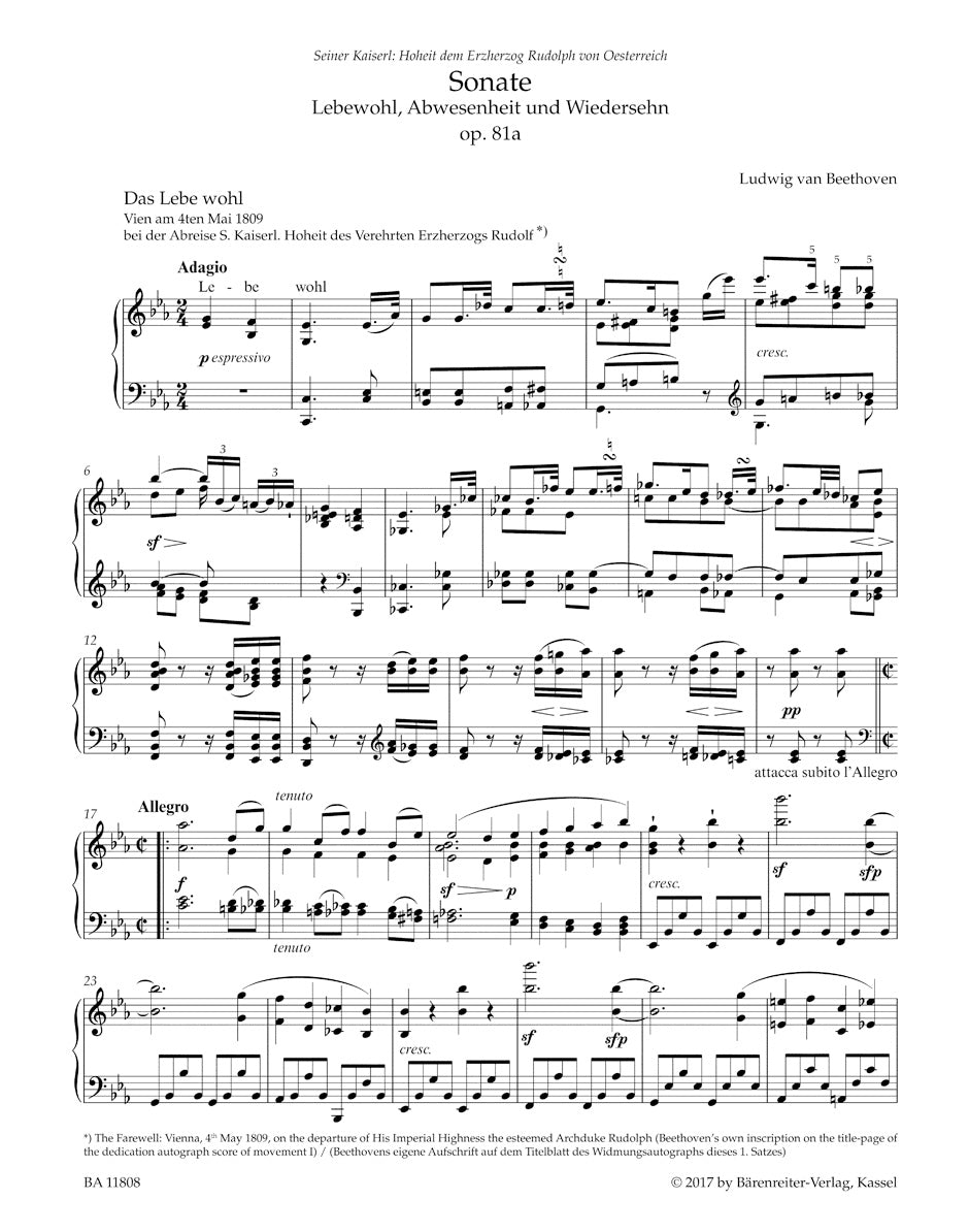 Sonata in E-flat maj op. 81a "Les Adieux"