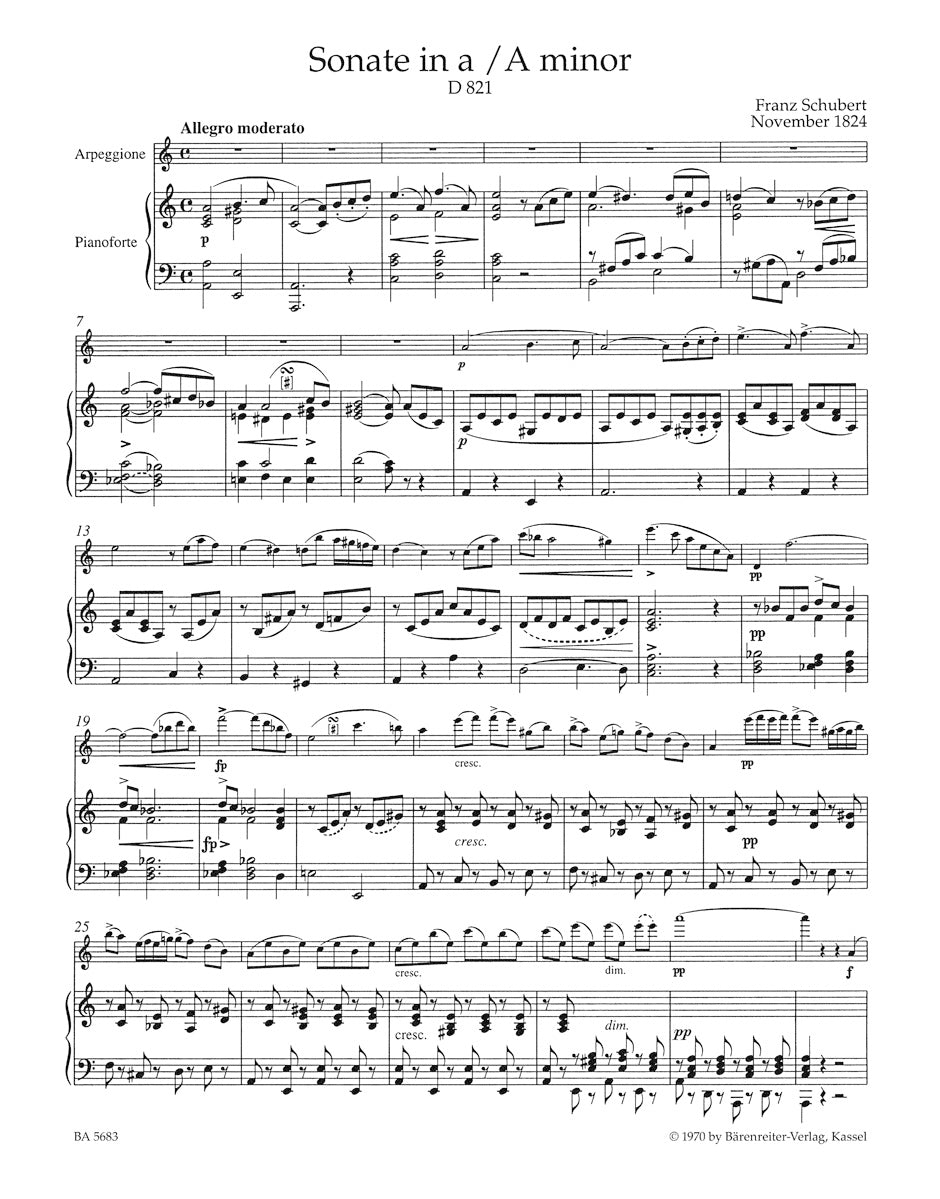 Sonata in A min D 821 "Arpeggione"
Arranged for Viola & Piano