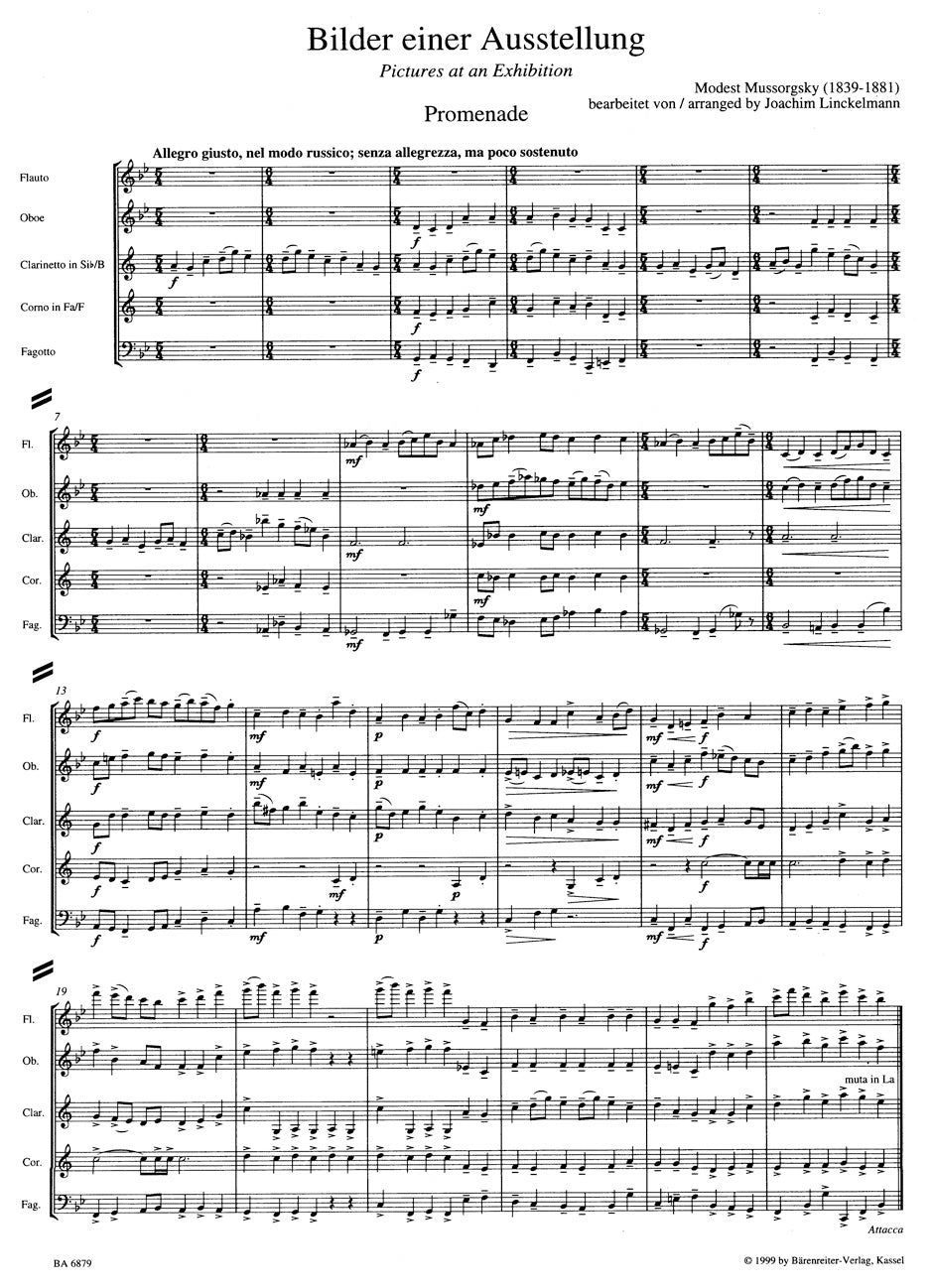 Pictures at an Exhibition
arranged for Woodwind Quintet