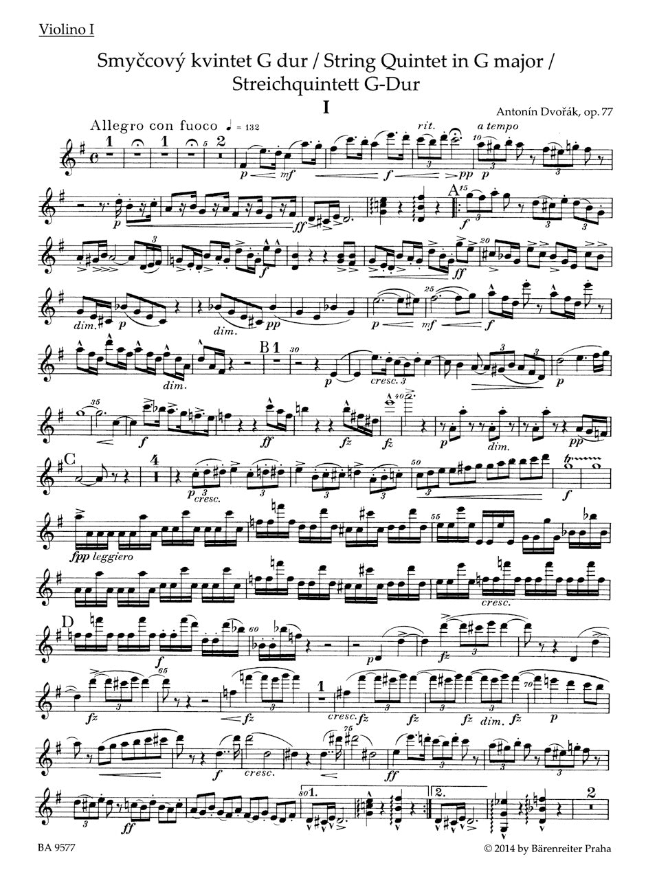 String Quintet in G maj op. 77