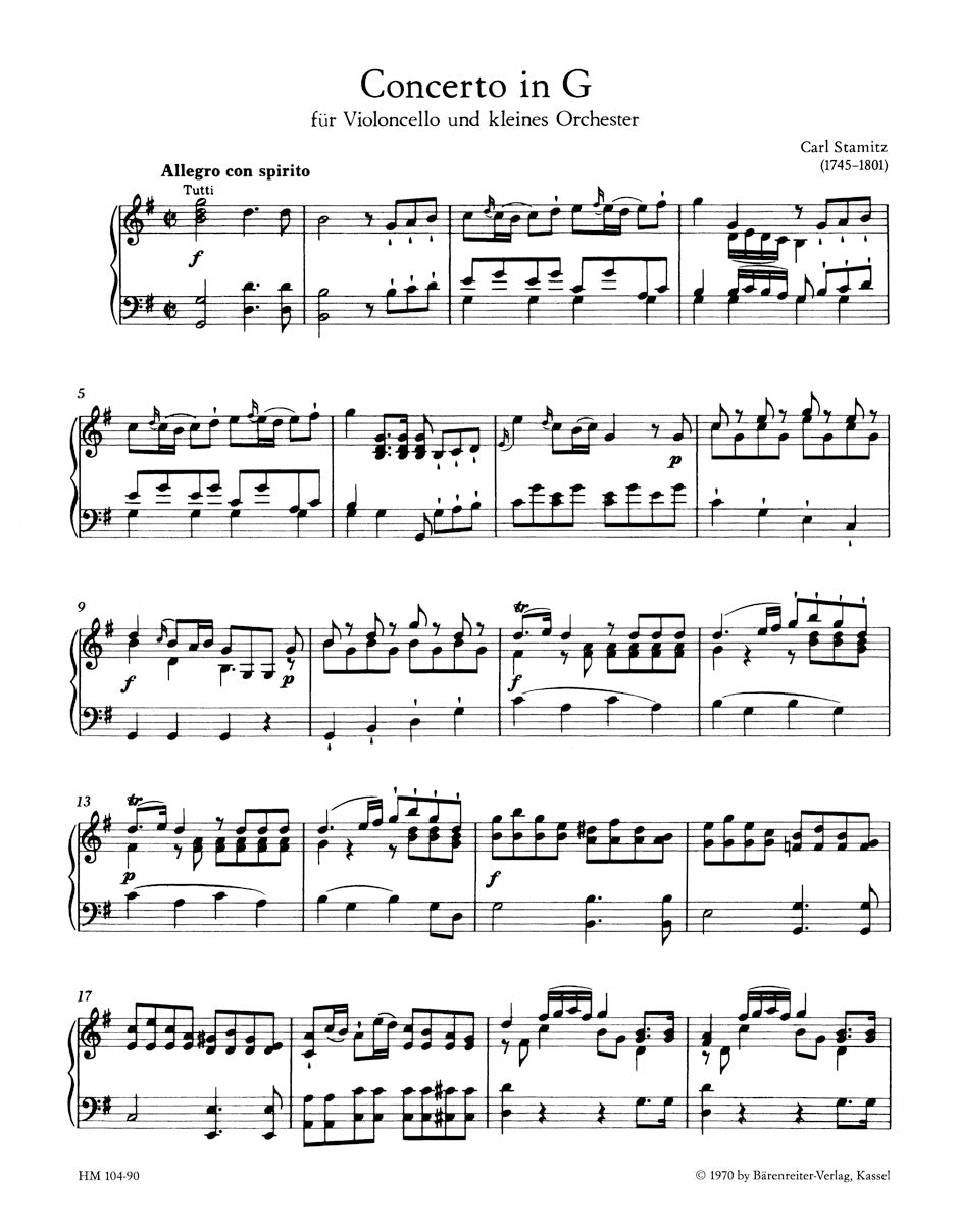 Concerto No. 1 in G major for Violoncello and Chamber Orchestra
