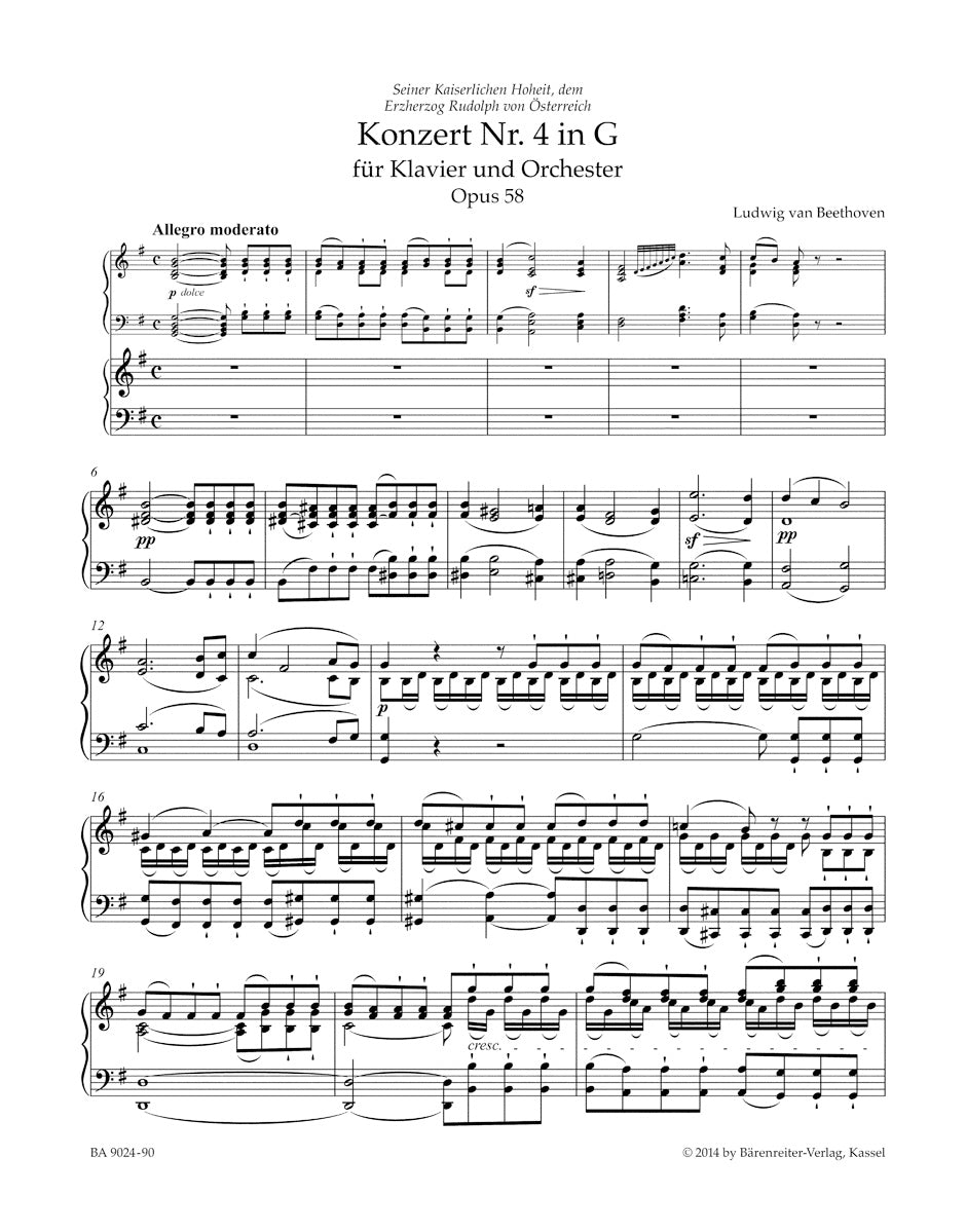 Concerto No. 4 in G major for Pianoforte and Orchestra op. 58