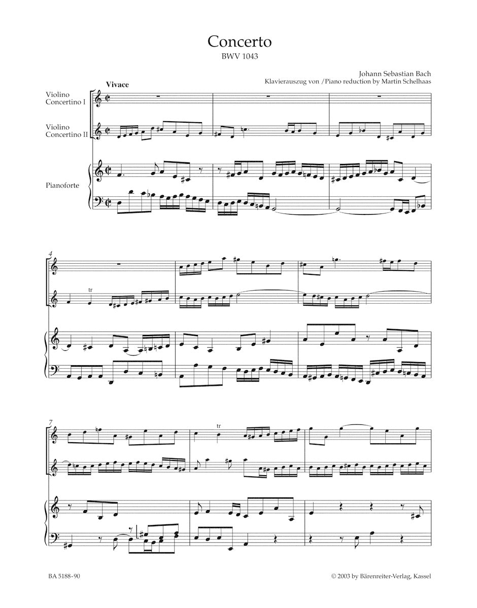 Concerto in D min BWV 1043 for 2 Violins,  Strings & Bc