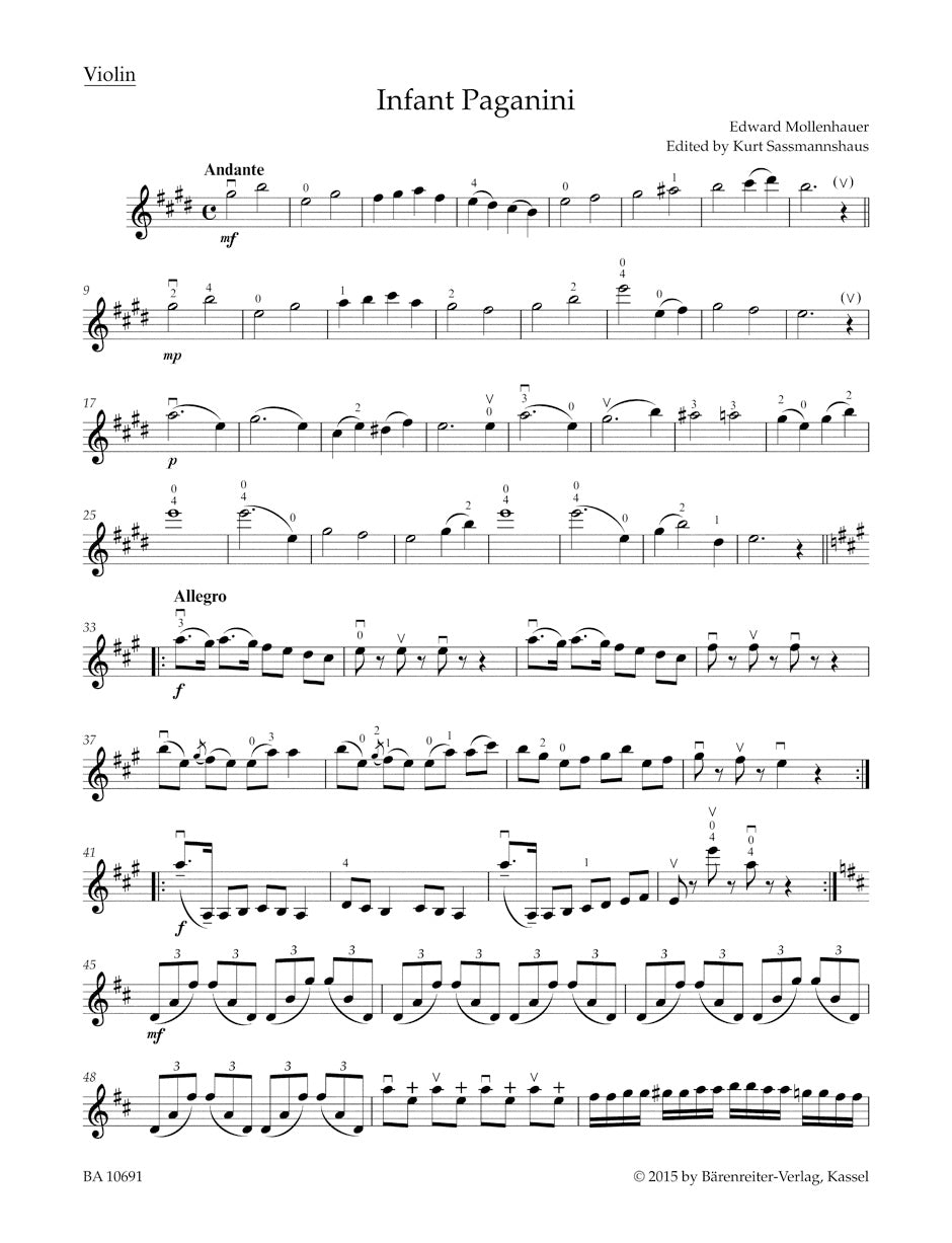 The Infant Paganini
Fantasia for Violin and Piano