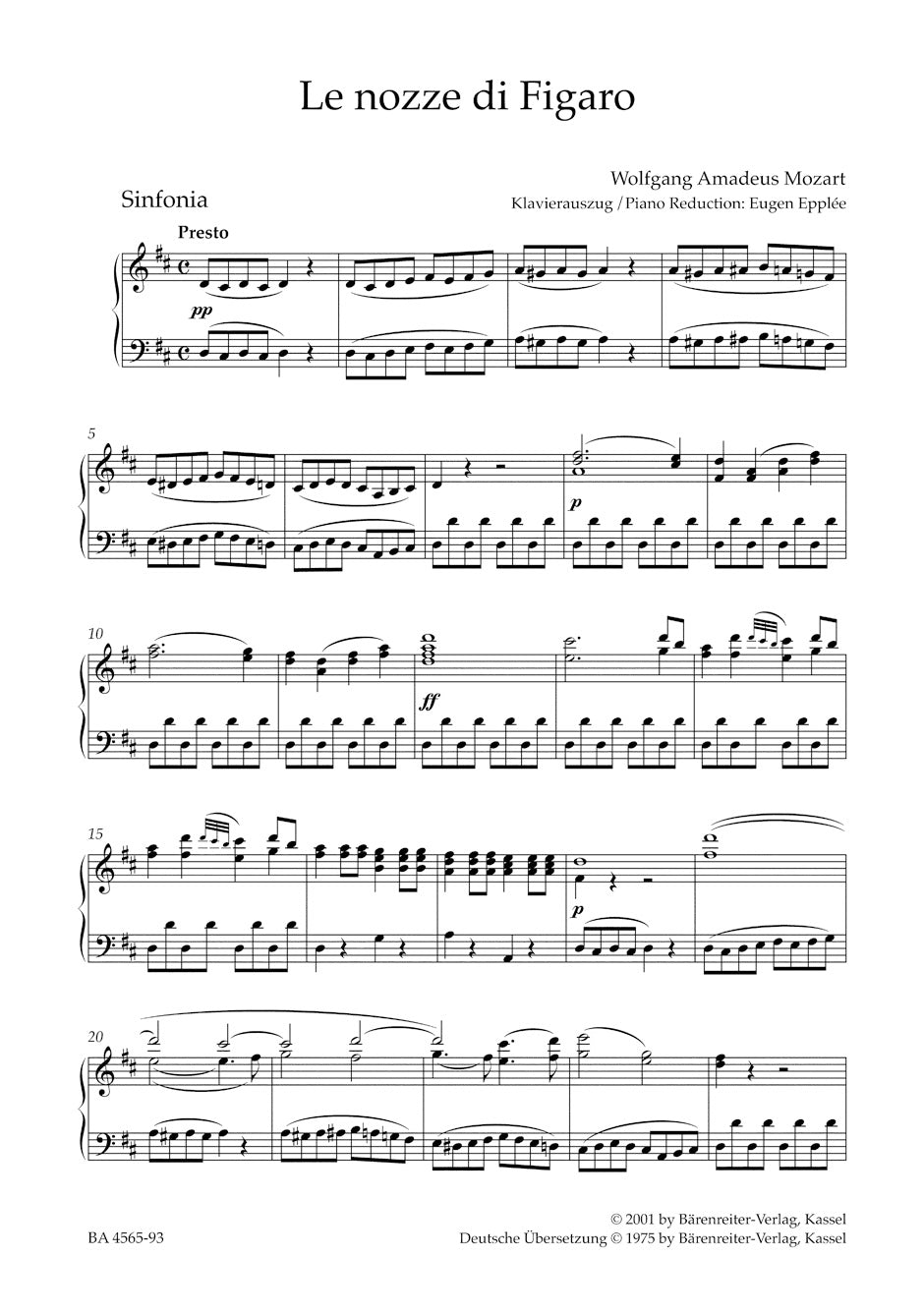 Le nozze di Figaro K. 492
Text: L. da Ponte / German: K. Honolka