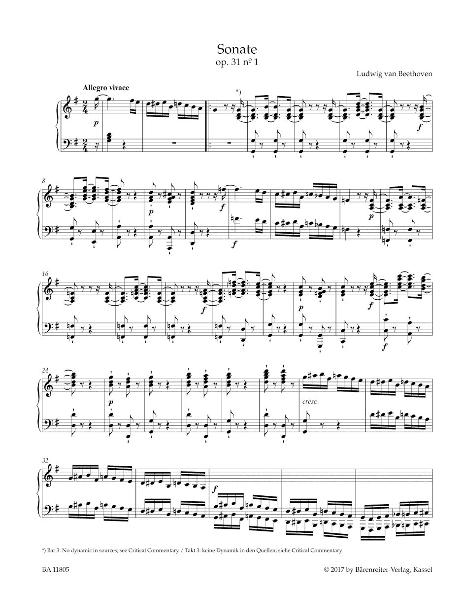Three Sonatas in G maj, D min, E-flat maj op. 31