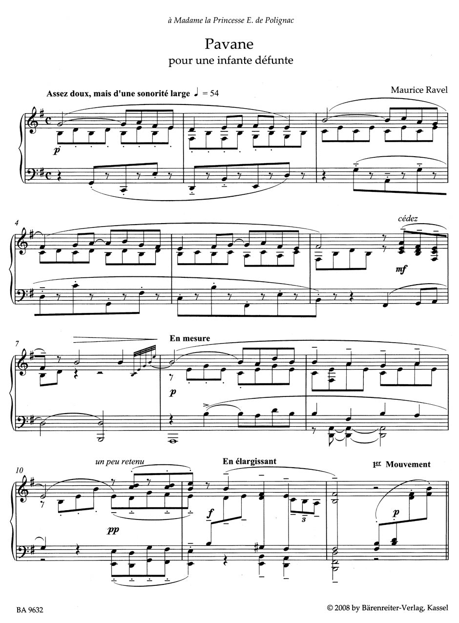 Pavane pour une infante defunte pour Piano
