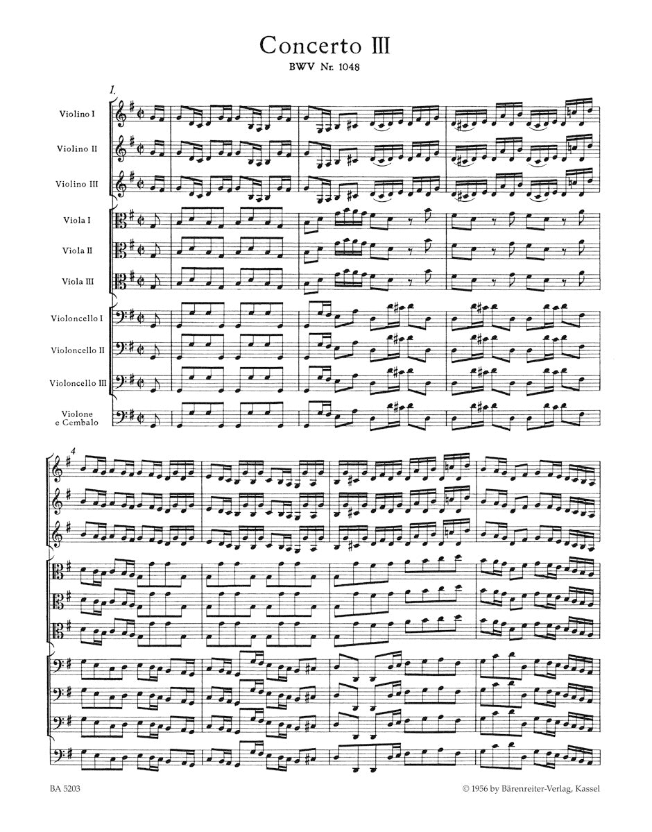 Brandenburg Concerto No. 3 in G maj BWV 1048