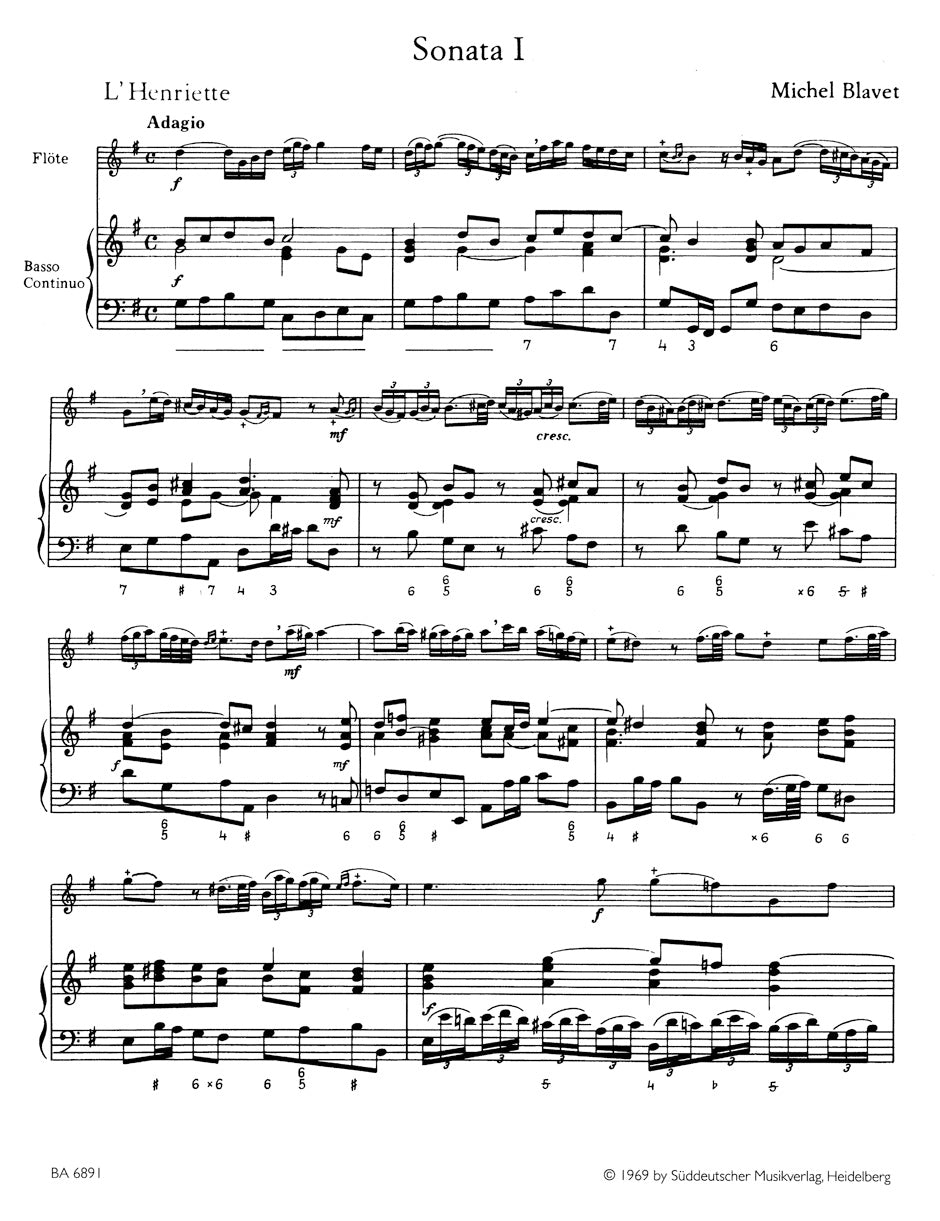 Six Sonatas for Flute and Basso continuo op. 2/1-3