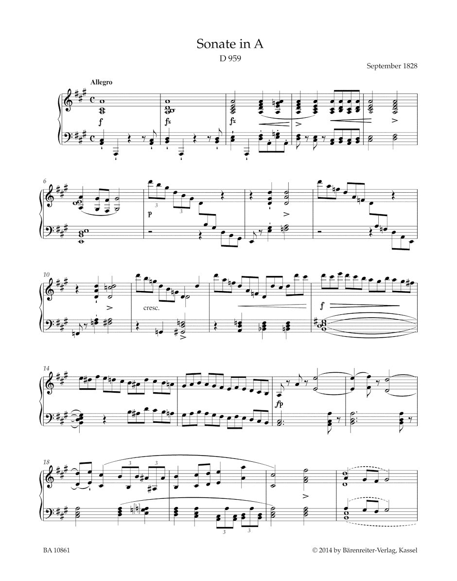 Sonata in A maj D 959