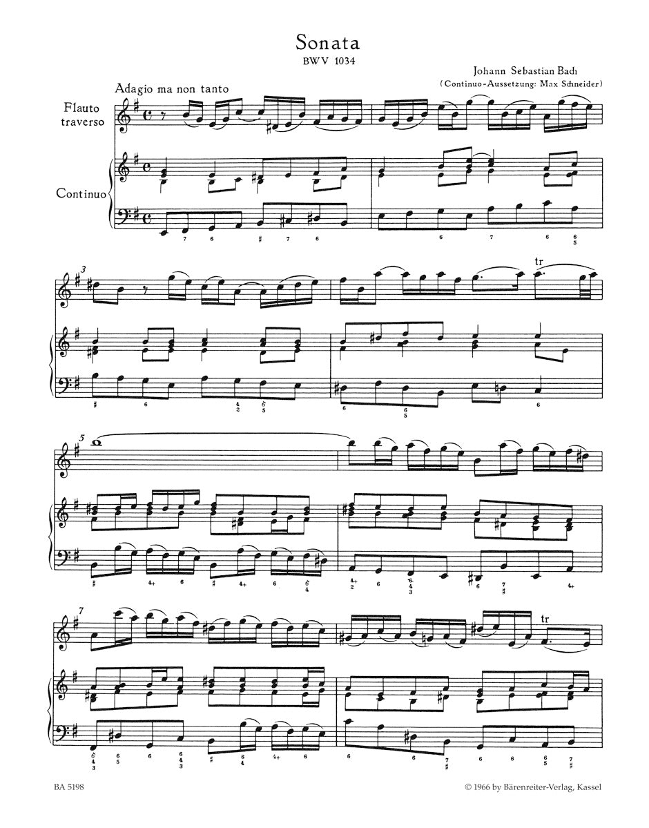Four Sonatas for Flute and Harpsichord (obbligato) or Bc. BWV 1034, 1035, 1030, 1032